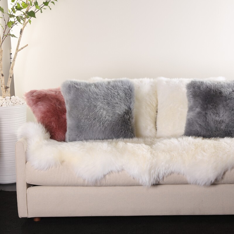 AUSKIN羊毛沙发垫北欧简约羊皮垫子整张皮毛一体 象牙白 人气级-1匹 55x90cm