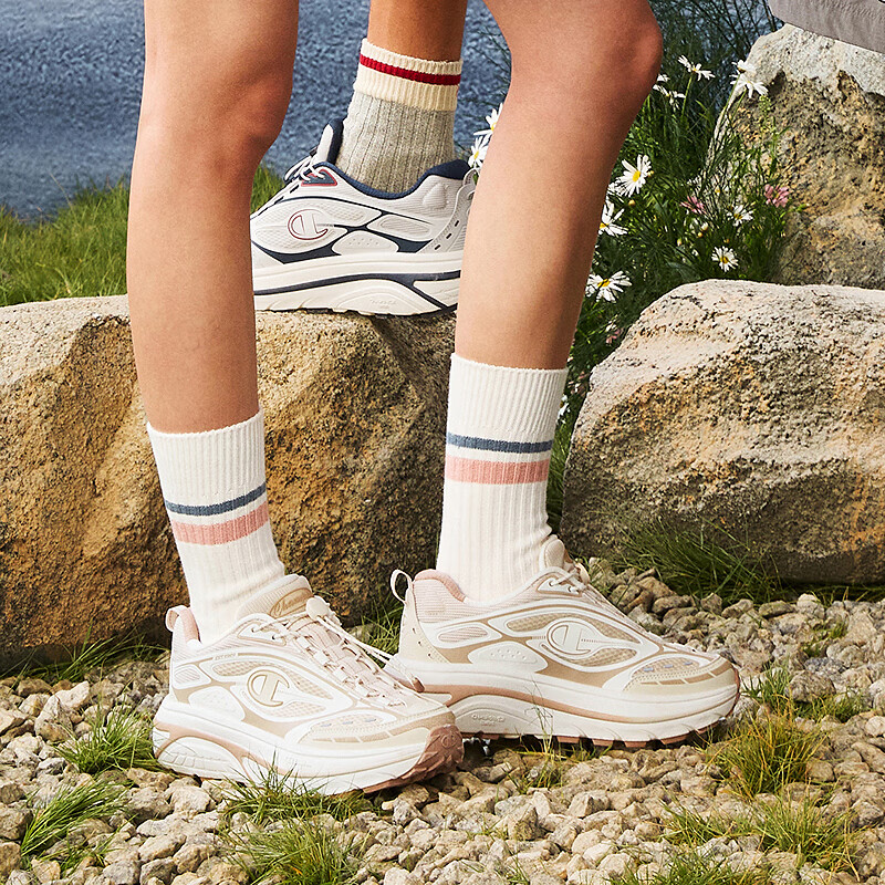 Champion冠军运动鞋男厚底星火鞋情侣复古跑鞋休闲潮牌 卡其色（女款） 36