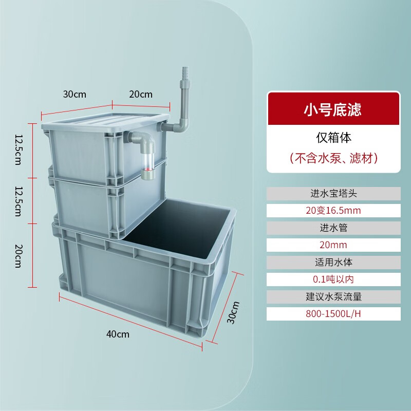 周转箱底滤diy鱼缸底过滤盒干湿分离滴流过滤器虹吸底滤组合式 小号底