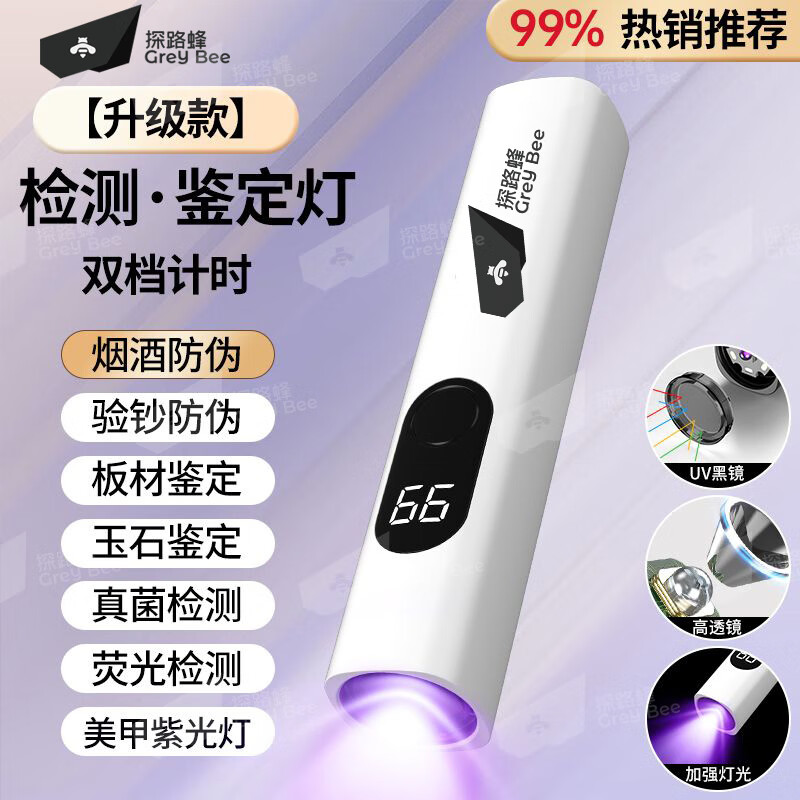 探路蜂（EWPLIRE WASP）伍德氏貓?zhí)\燈365nm紫光手電筒貓癬照貓尿激光逗貓燈醫(yī)用檢測(cè)真菌 【白色】標(biāo)準(zhǔn)款【UV黑鏡/高透光/