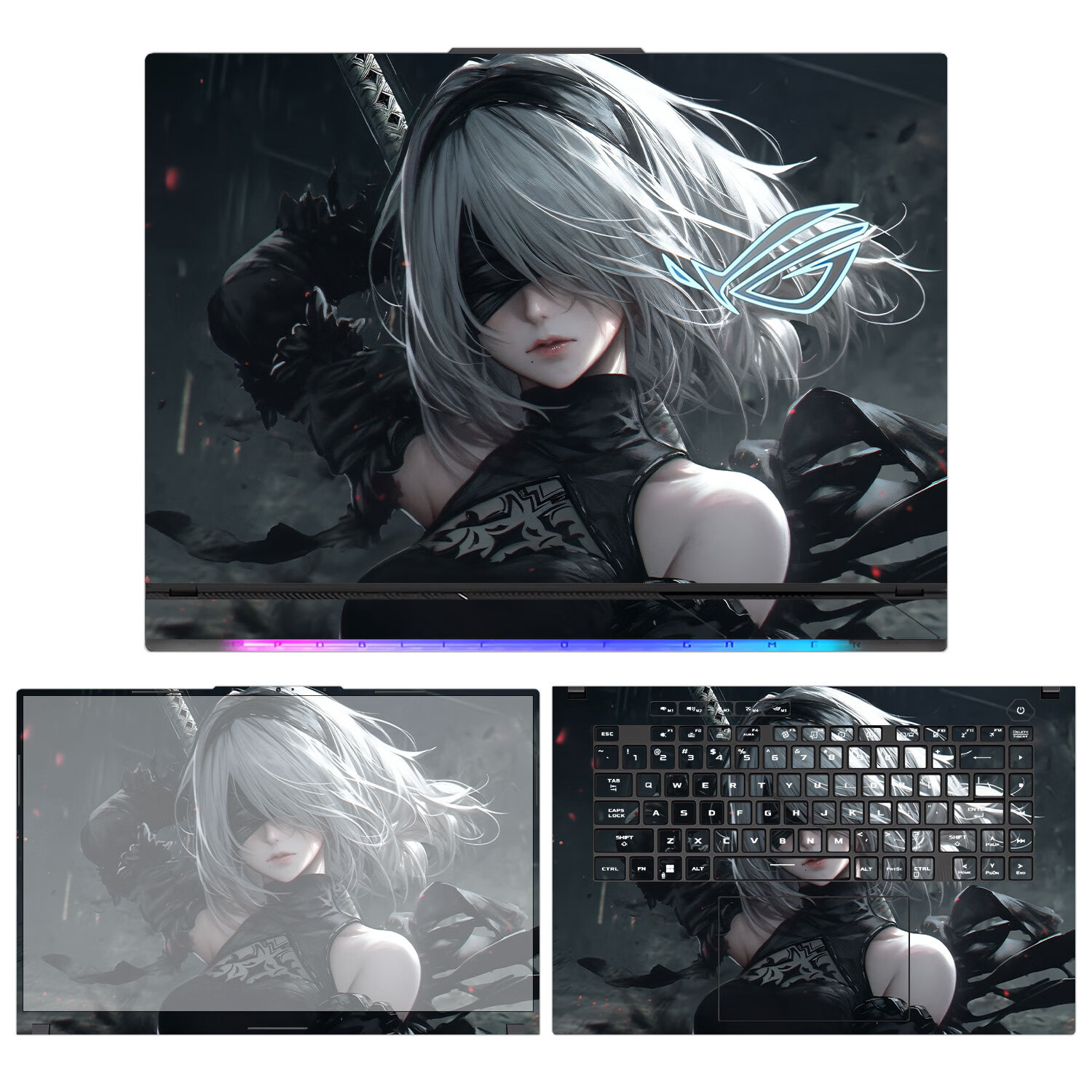 帅嬷 ROG魔霸新锐2025/24电脑贴纸魔霸9枪神9/8/7Plus超竞版笔记本贴膜魔霸6/7Plus/幻16Air外壳保护膜 款式11 A面