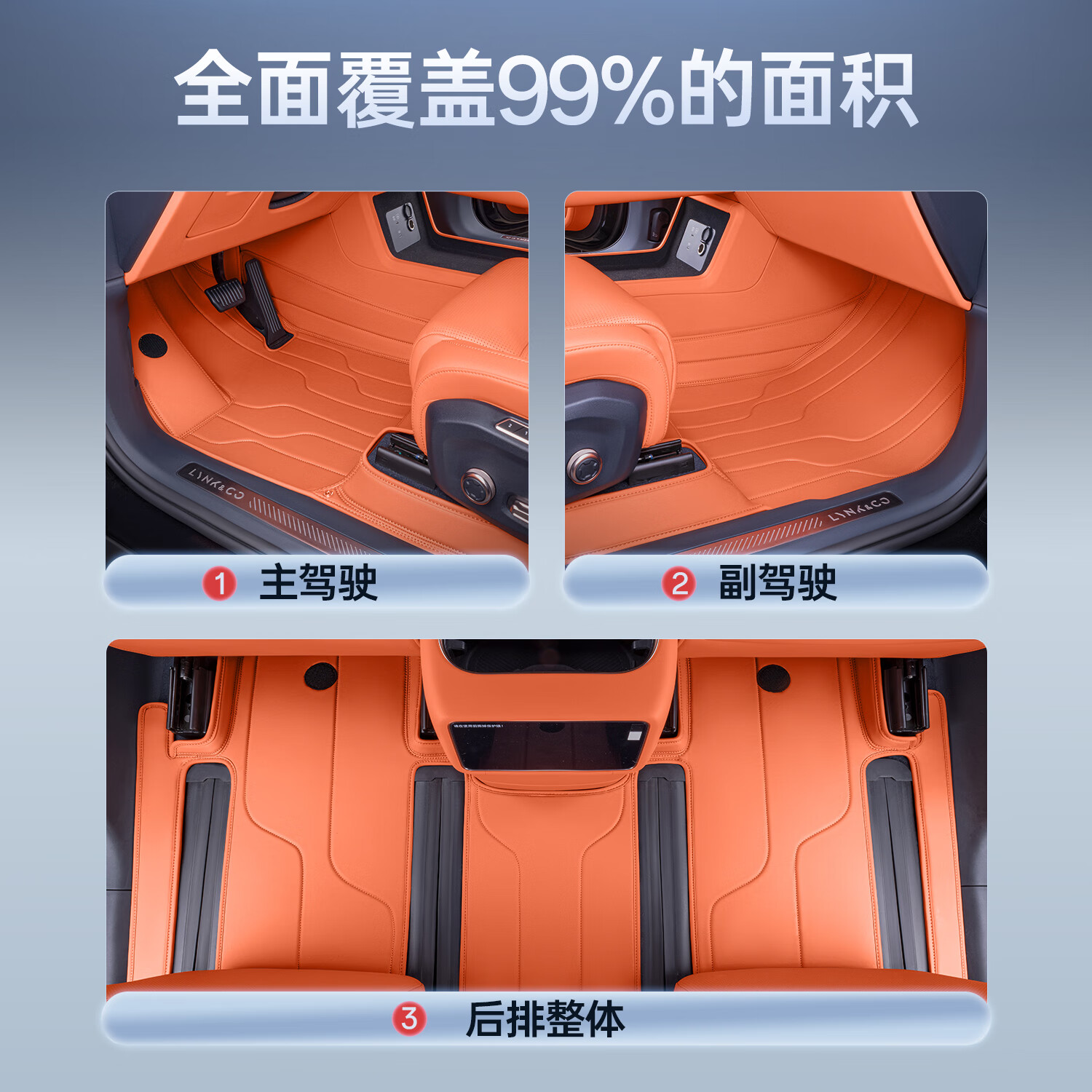 戴卫适用于领克900脚垫全包围25款全车6座汽车地毯原车色配件专用品 全套【赤霞橘+橙色罗马毯+全包后备箱垫】
