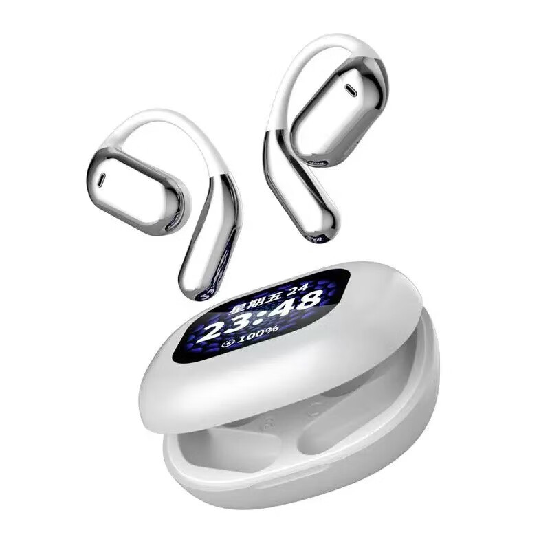 跨境AI翻译A16无线OWS挂耳式蓝牙耳机可触控彩屏蓝牙耳机防水防汗 白色Q16pro翻译款