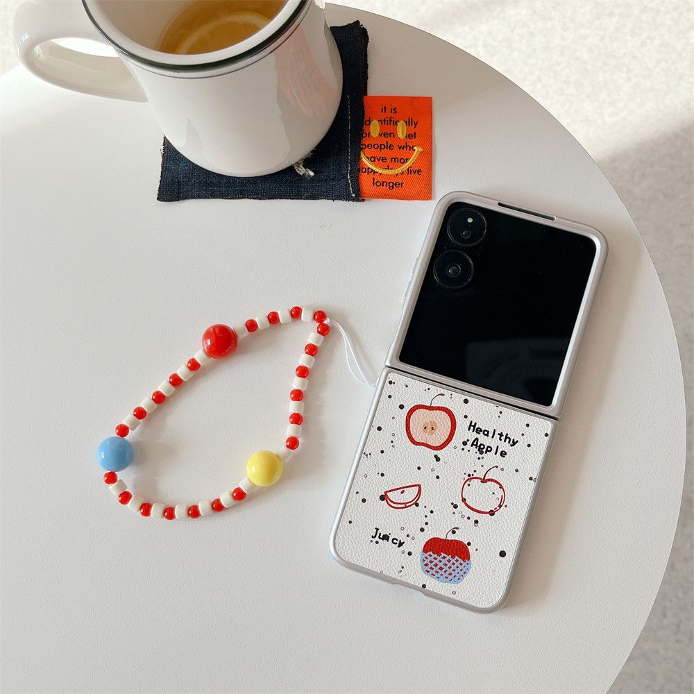 Hnew适用于小米mixflip手机壳新款皮纹泼墨苹果英文波点MIXFlip小折叠屏保护套全包防摔女带链条高级感 单壳【泼墨苹果 白色皮纹】轻奢肤感 全包防摔 小米MIXFlip