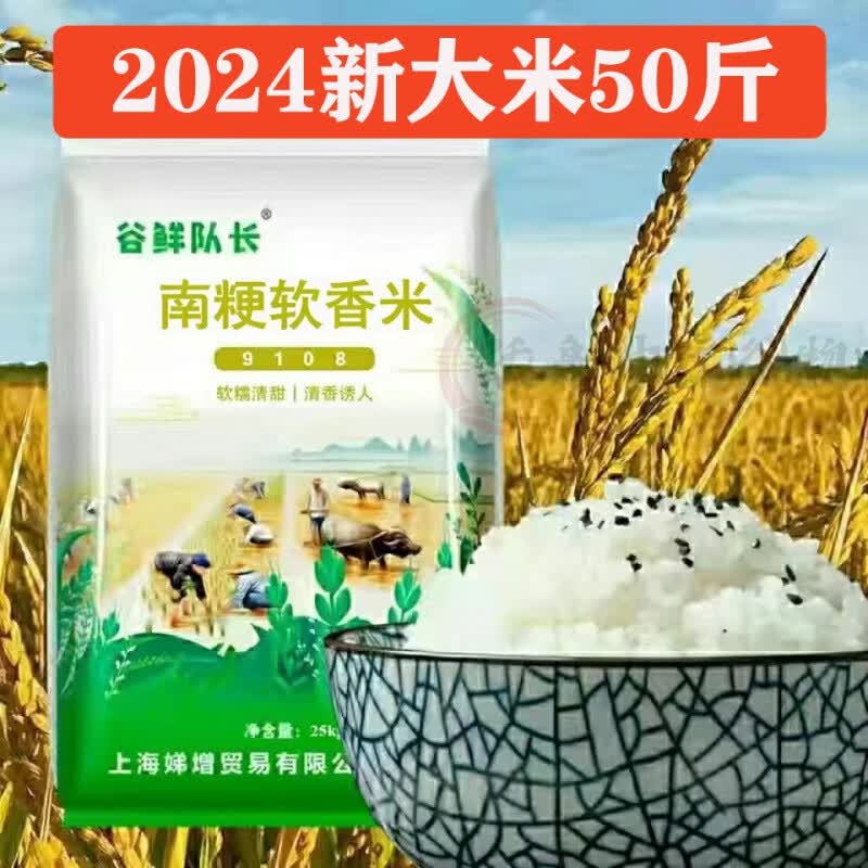 50斤装南粳9108软香米江苏崇明新大米25kg 南粳9108软香米绿袋50斤