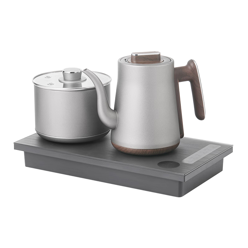 開品全自動雙壺上水純鈦茶臺燒水壺電熱水壺 恒溫24小時電茶爐 嵌入式一體機茶盤電茶壺泡茶專用電茶爐 1L 【鈦合金 雙上水】20X37CM 燒水煮杯
