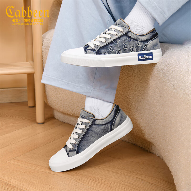 卡宾帆布鞋男鞋春季新款薄款透气板鞋男百搭厚底增高休闲鞋子男驾车鞋 蓝色 41 【标准皮鞋尺码】