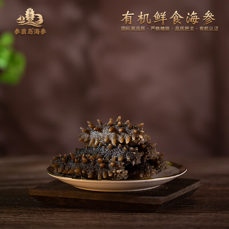 参翁岛【批发促销】有机鲜食大连底播即食海参 新鲜辽刺参 国标有机认证 有机鲜蒸即食海参8斤*1箱64-96头
