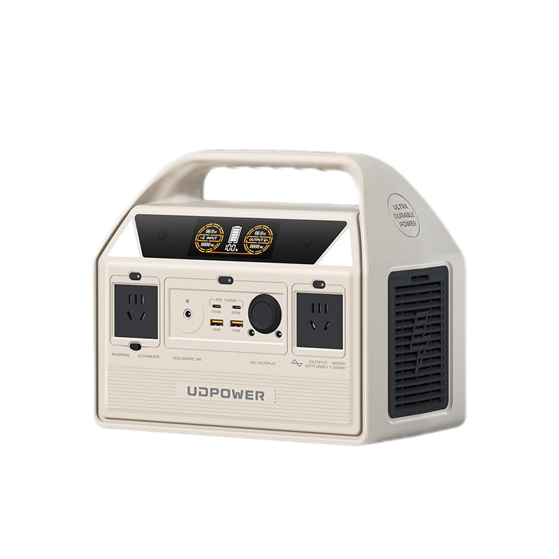 UDPOWER【3C认证】有电储能户外移动电源220V大容量便携自驾露营车载应急备用储能电池 0.6度电 白色