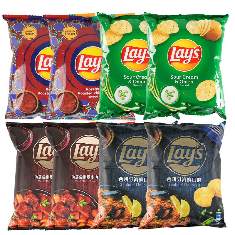 乐事（Lay's）台湾缤纷套装50g*8台湾产休闲膨化零食大礼包中秋礼物