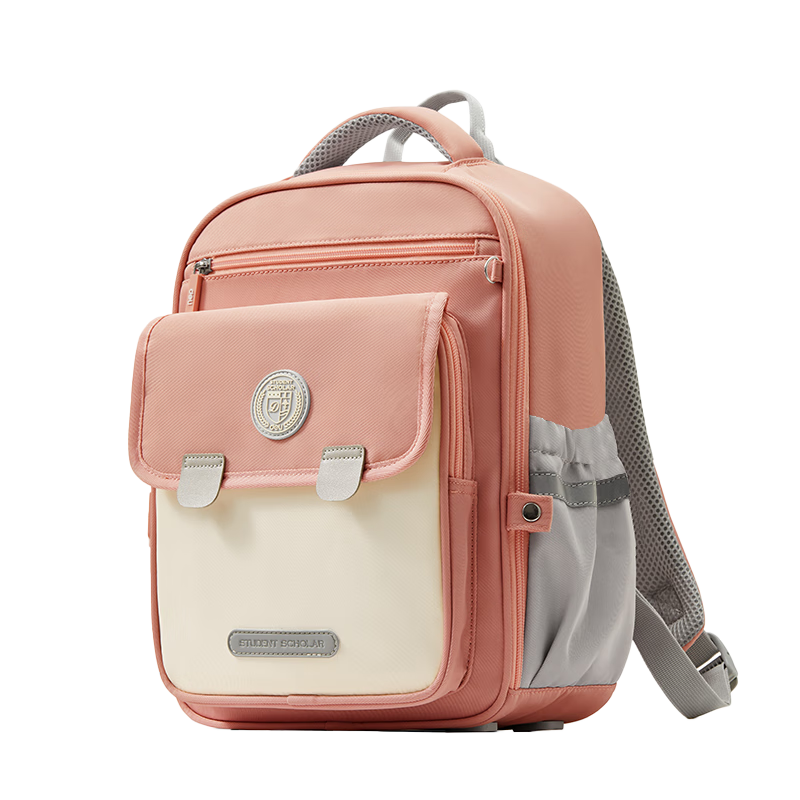 得力（deli）小学生护脊书包男女孩大容量减负背包BB161升级款 3-6年级粉色