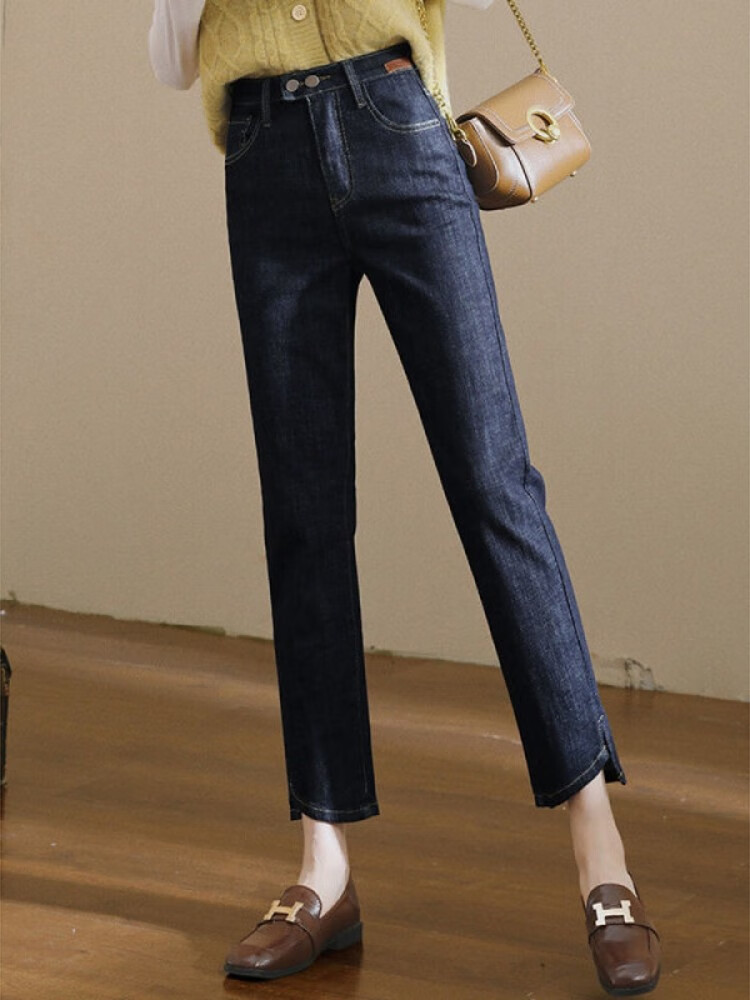 踏丽虹直筒牛仔裤女秋春弹力宽松高腰显瘦烟管裤潮5348 26(1尺9)建议