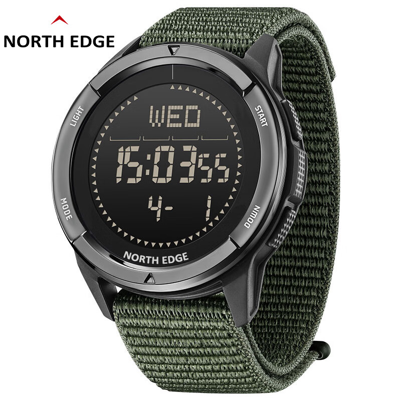 NORTH EDGE碳纤维户外运动当兵轻便电子手表男士指南针闹钟计步卡路里学生表