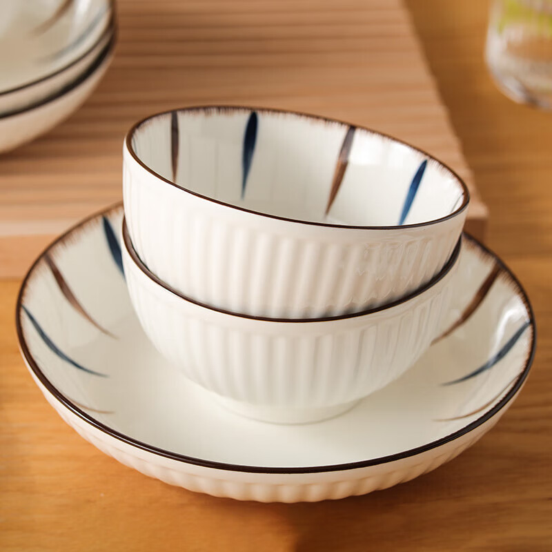 洁雅杰餐具碗碟套装釉下彩陶瓷碗盘套装38头碗筷套装乔迁礼物 优雅线条 超值装8头【店铺人气品】 8头