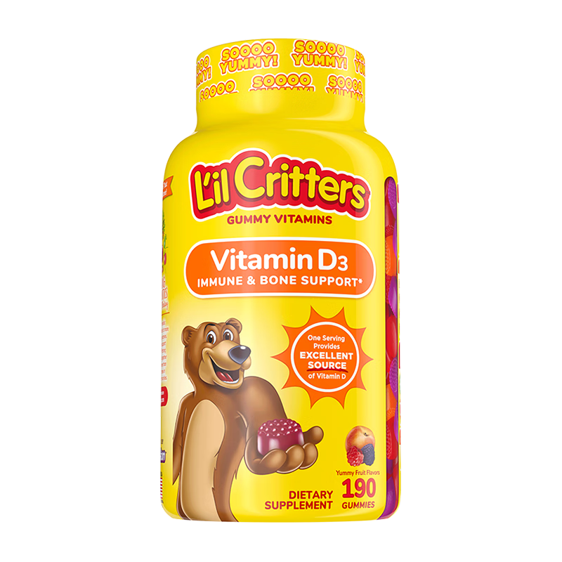 小熊糖（L'ilCritters）麗貴 兒童陽光維生素D3 水果味營養包軟糖 190粒 2歲及以上