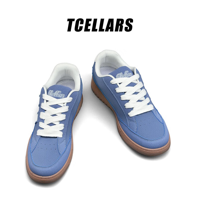Tcellars德训鞋男鞋春夏新款复古潮流低帮厚底板鞋运动舒适百搭休闲鞋子男 云雾蓝 42