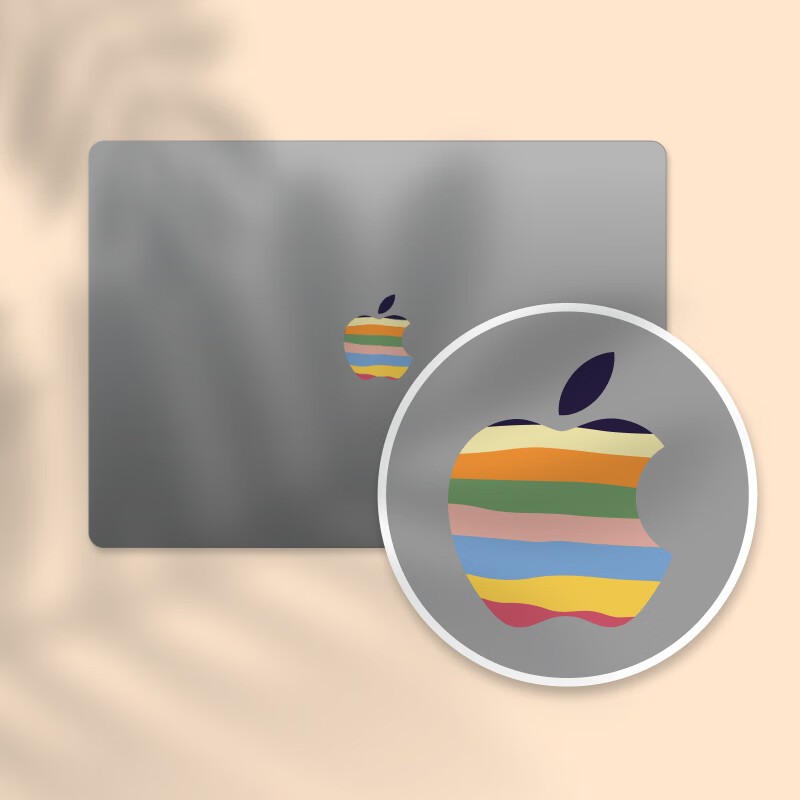 SkinAT电脑Pro14/16 M5创意Logo 贴膜 苹果笔记本Air 13/15 logo保护贴 MacBook Neo配件 条纹苹果 Air 13 (M5-M2)