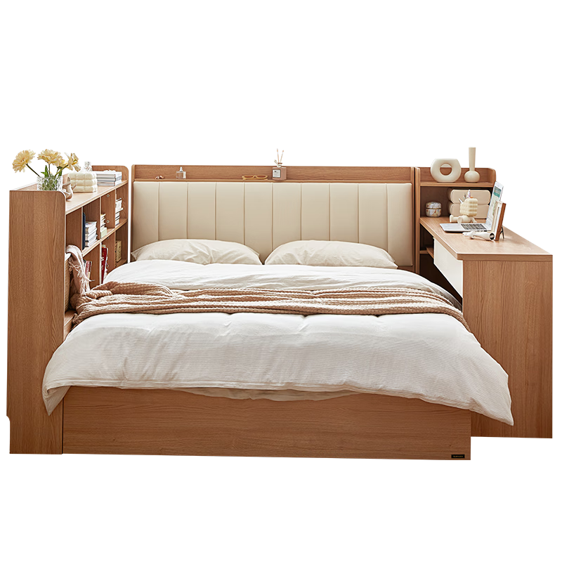 ȫ�ѼҾ�ԭľ�索�ﴲ�����ɹ����С���ͼ���������1.5x2�׵�˫�˴� ԭľɫ|��������+����� 1.5��