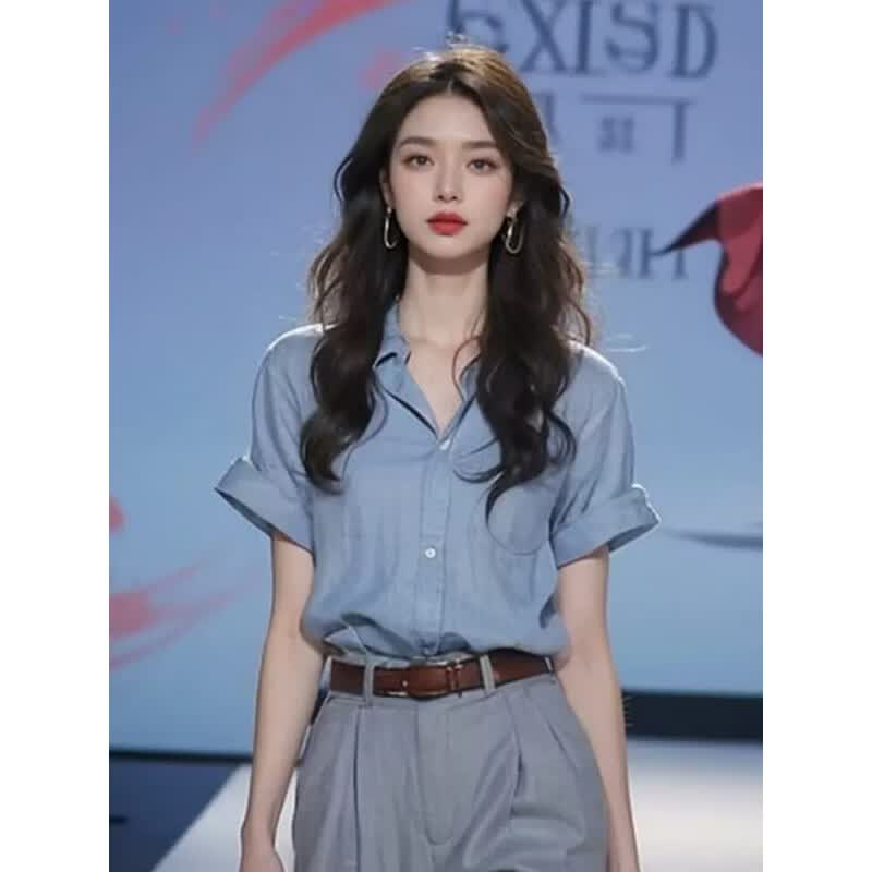 森莲娜（SENLIANNA）2026年春天夏季最新款西装阔腿休闲裤女士套装直筒运动长裤子衣服 两件套装 L 108-118斤