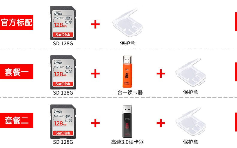 闪迪 SANDISK闪迪64g内存卡 sd卡64G class10高速SDXC 微单反相机存储卡140Ms 支持大量询价 官方标配