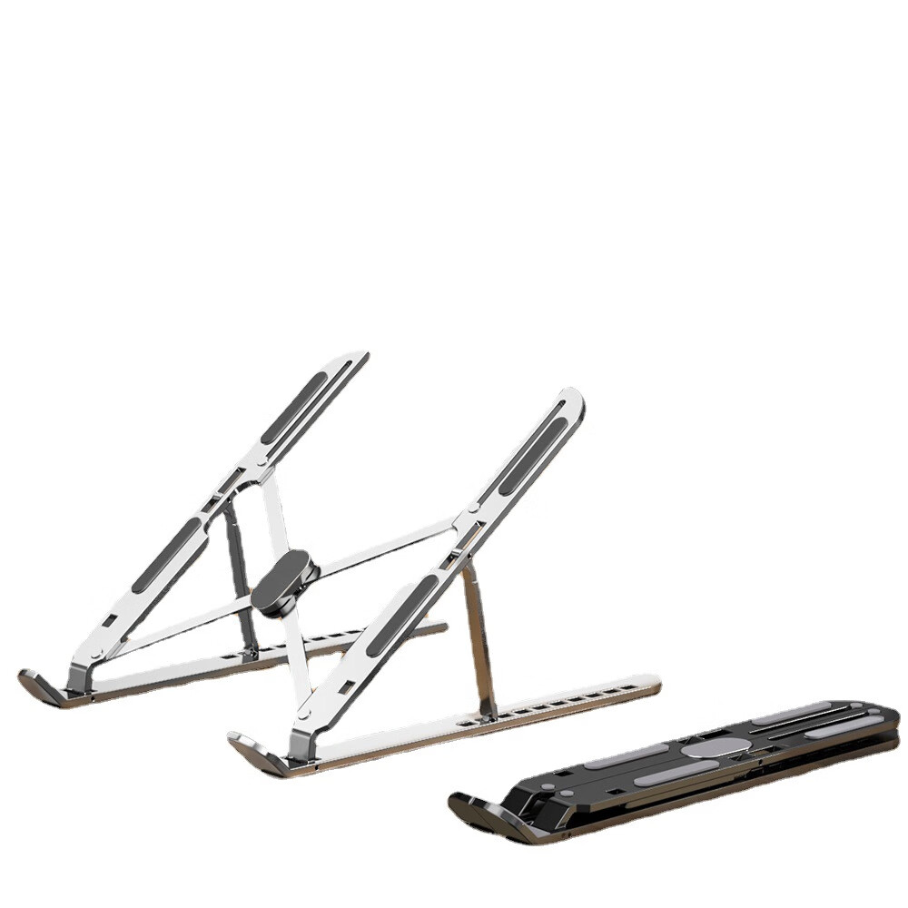 【严选百货】稳固笔记本支架便捷升降增高铝合金电脑支架折叠金属 【升级不硌手全铝合金】精英黑-加大号10档位调节款