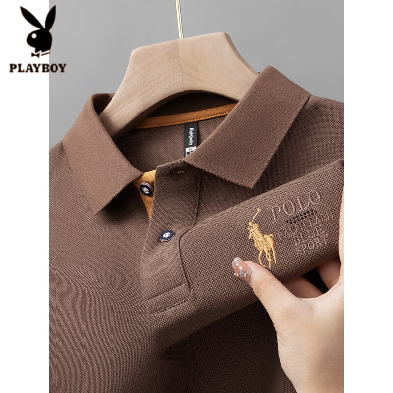 ���ڲ������������ӣ�PLAYBOY���ļ��¿���ʿ����T�����巭��POLO���������ٴ�100%���ް����� A26��ɫ����ͼ� 2XL -����150-170�� 68.9Ԫ