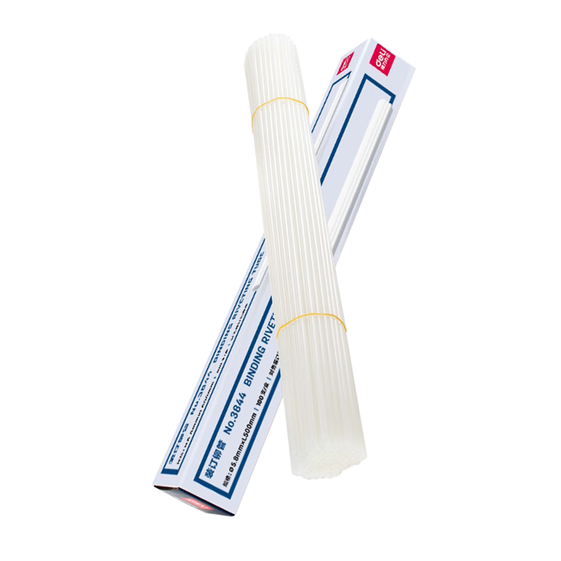 得力（deli）財務(wù)裝訂機專用透明裝訂鉚管耗材系列100支/盒 3844鉚管  Φ5.8*500mm 100根/盒