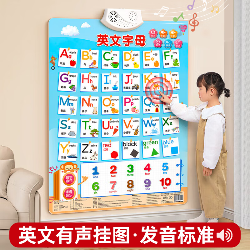 秘萌 英文字母挂图有声英语26个字母表点读发声拼读小学礼物儿童玩具