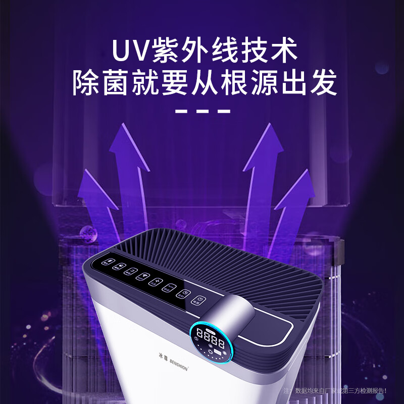 冰尊（BENSHION）空气净化器家用除甲醛UV紫外线除菌率99.99%加湿一体2300万负离子童锁宠物吸毛除粉尘静音P6 机器标配