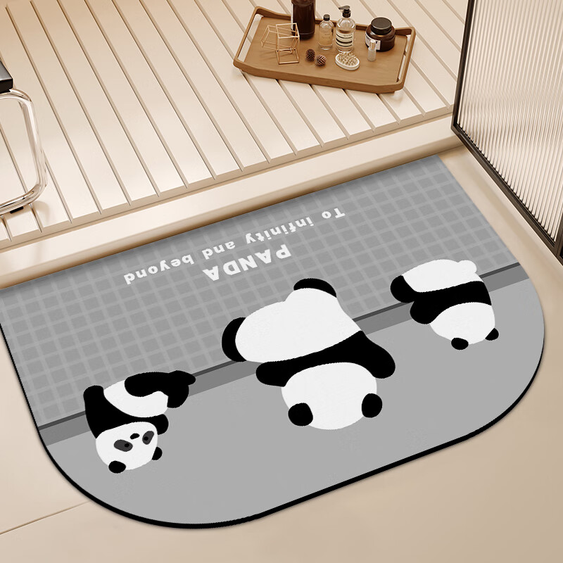 季象地垫浴室卫生间吸水垫洗手间厕所门口防滑垫入户厨房垫子卫浴脚垫 GZN-逐乐熊猫 50X80cm【瞬吸防滑一冲即净】
