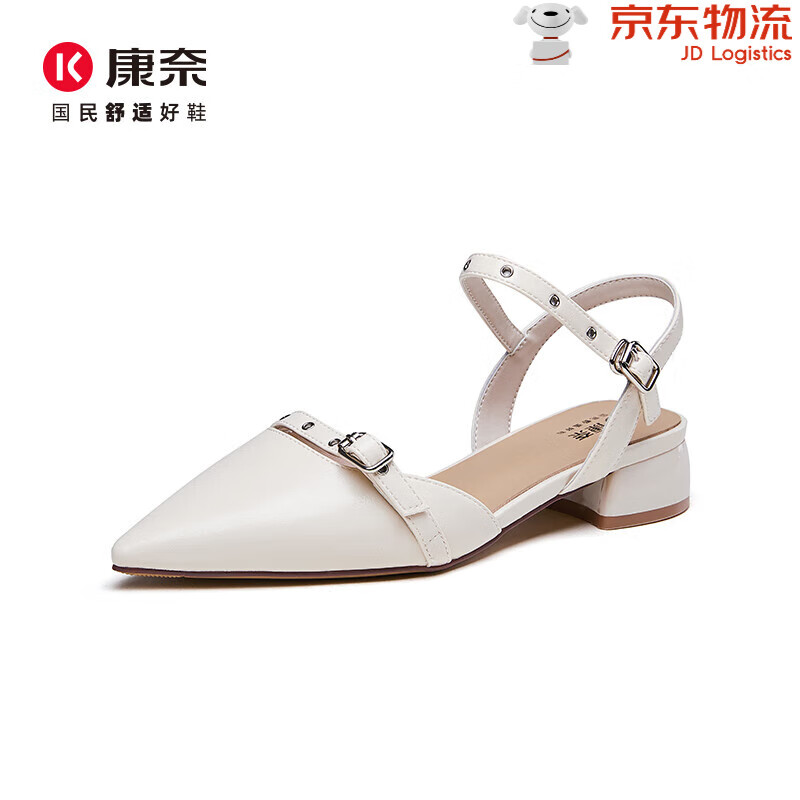 女鞋夏季新款一字带扣包头时尚轻软舒适真皮