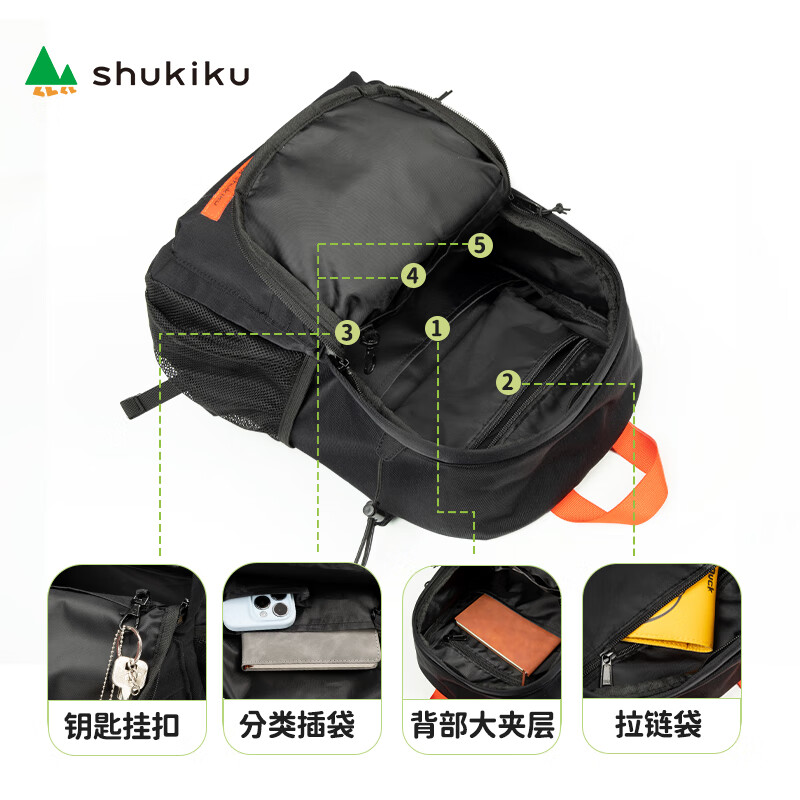 SHUKIKU幼儿园书包男女童小学生趣味组合双肩背包 黑色 M