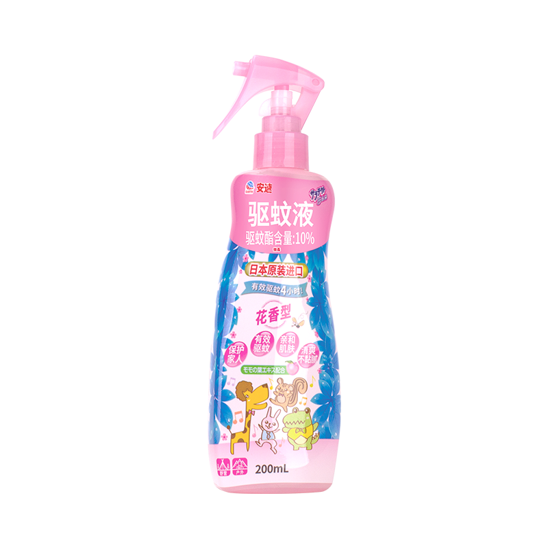 安速日本进口驱蚊喷雾驱蚊水防蚊喷雾花露水花香型200ml【临期清仓】
