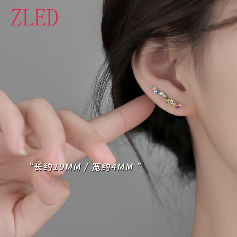 ZLED925純銀彩色鋯石耳釘小眾2025新輕奢耳環(huán)耳飾女 925銀彩色鋯石耳釘(兩只價)