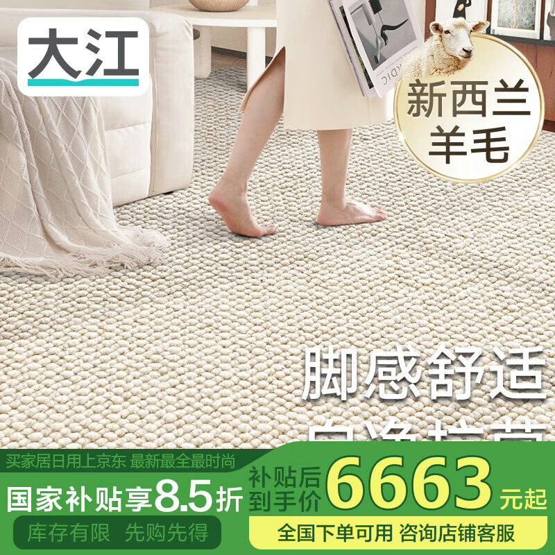 大江免洗地毯客廳 100%純羊毛沙發(fā)茶幾地毯臥室大面積輕奢風300x400cm