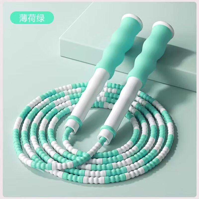【直发】跳绳小学生专用儿童竹节小学生可调节初学宝宝不打结小孩 薄荷绿opp袋装