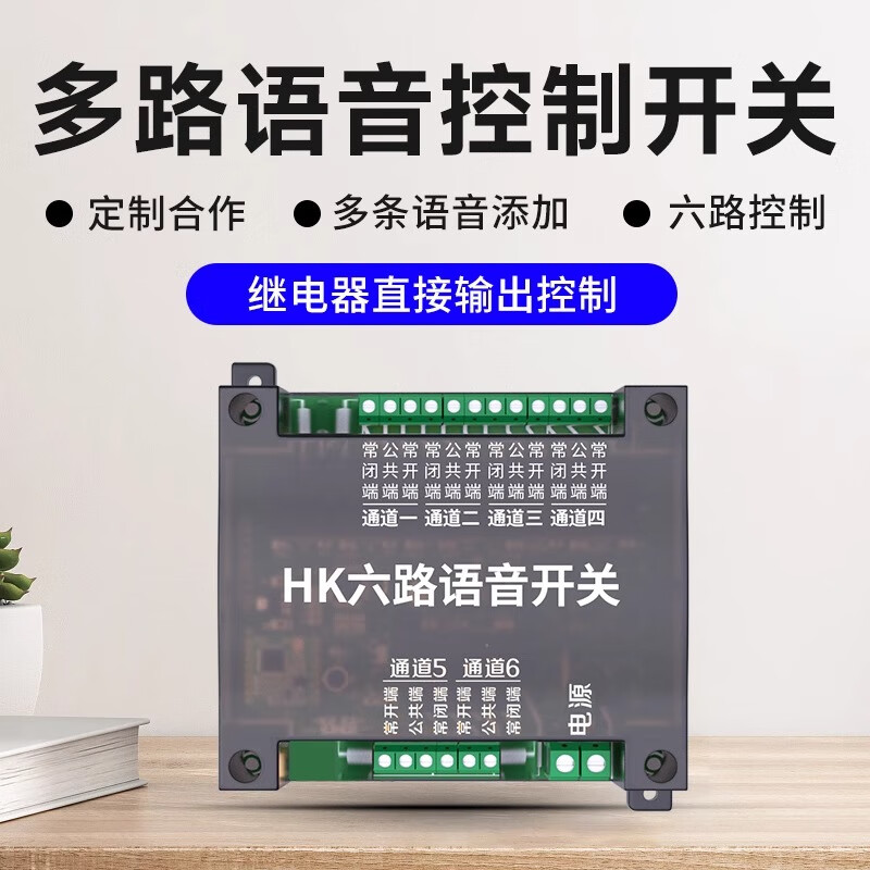 海控语音远程控制线路开关4路6路智能语音开关家用无线遥控电源开合 DC24V四路语音开关