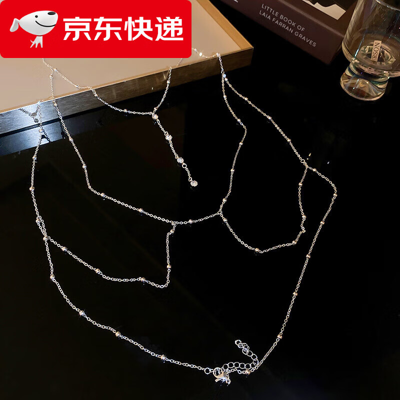 巴克樂(lè)樂(lè)時(shí)尚鑲鉆圓珠鏈條項(xiàng)鏈歐美夸張大氣身體鏈個(gè)性設(shè)計(jì)創(chuàng)意風(fēng)胸鏈 胸鏈-銀色(鏈條)