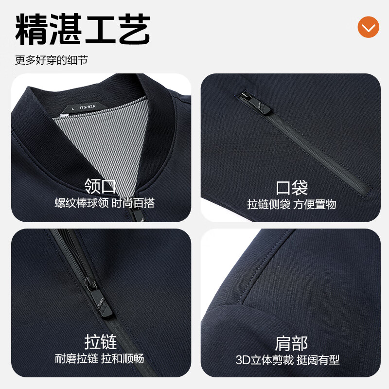 罗蒙（ROMON）男士棒球领夹克上衣春季新款商务休闲中青年简约时尚百搭外套 藏青色 M (170)
