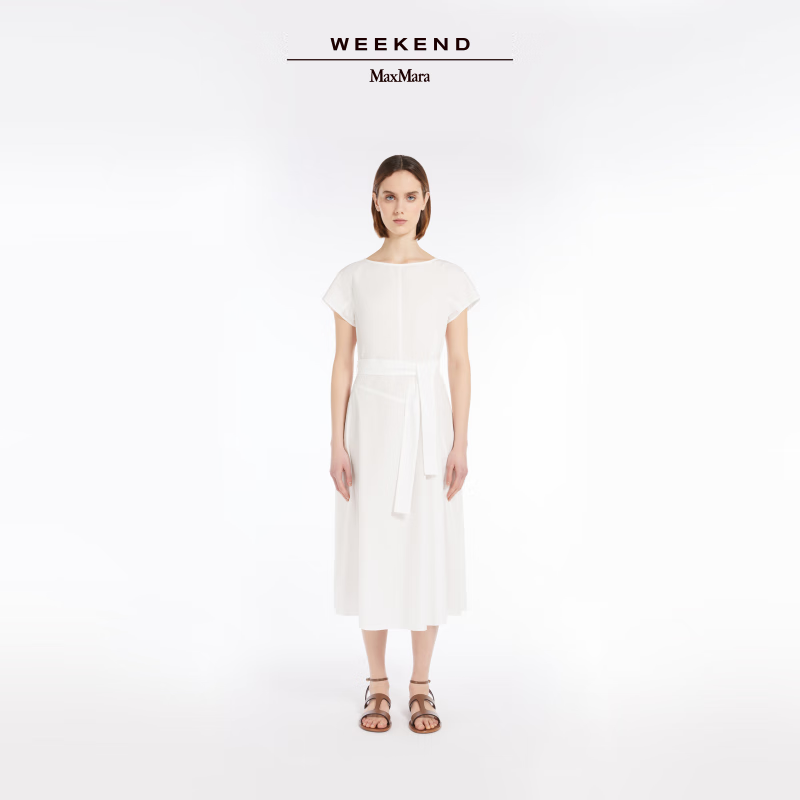 Weekend Max Mara 2025春夏新品女装棉府绸连衣裙5221145206 白色 36