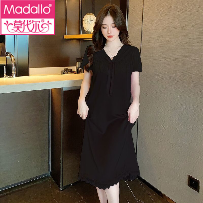 莫代尔女士睡衣女夏季2025年新款带胸垫蕾丝冰感透气冰丝可外穿睡裙女 934#紫色 (不可拆卸胸垫) 冰感 2XL 建议140-160斤