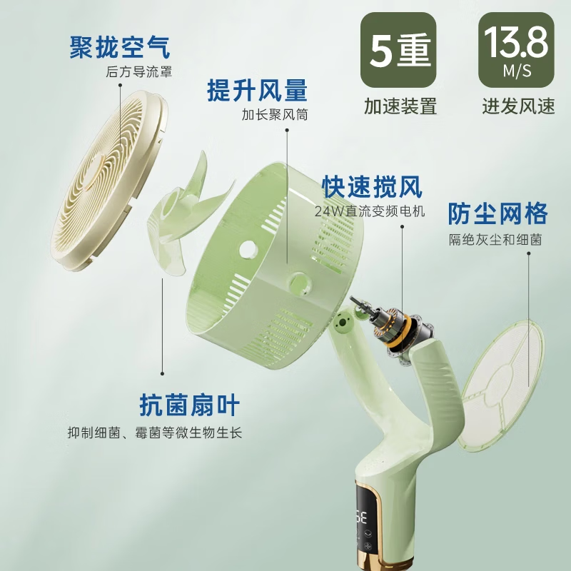 钻石牌（DIAMOND）空气循环扇电风扇落地扇家用摇头台式桌面两用电扇可拆洗节能立式轻音多档宿舍低噪台扇 直流变频智能循环扇