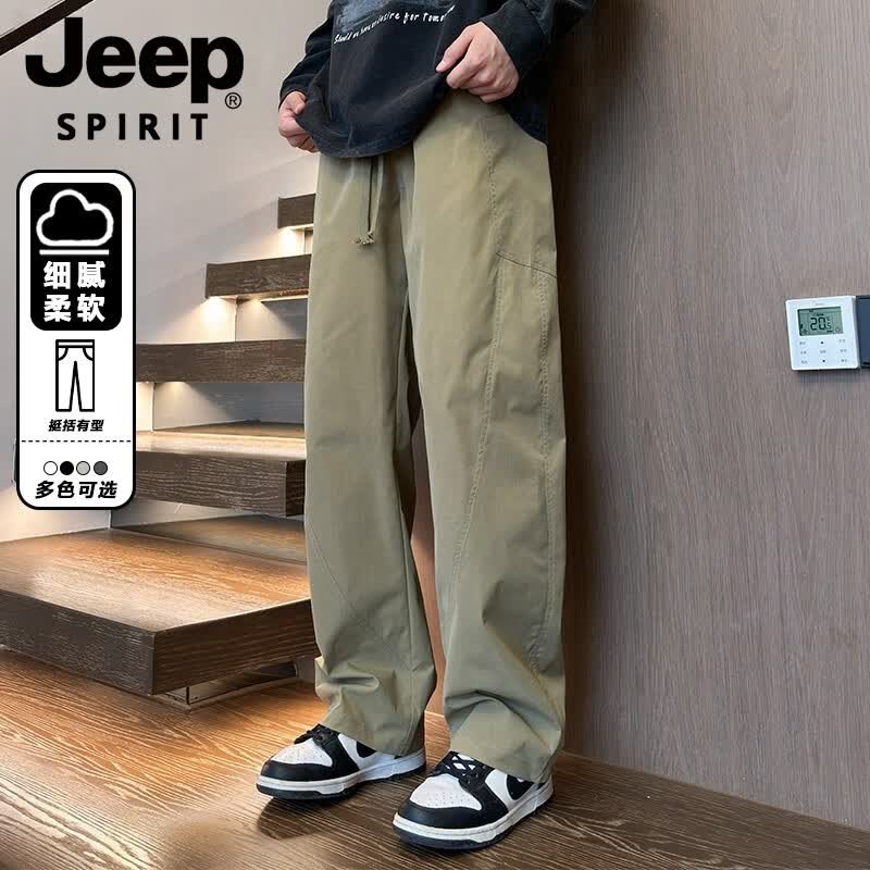 JEEP SPIRIT吉普工装裤男新款弯刀裤男士春夏季秋冬美式冲锋裤直筒休闲裤子男 灰绿色+枫叶色  常规 L