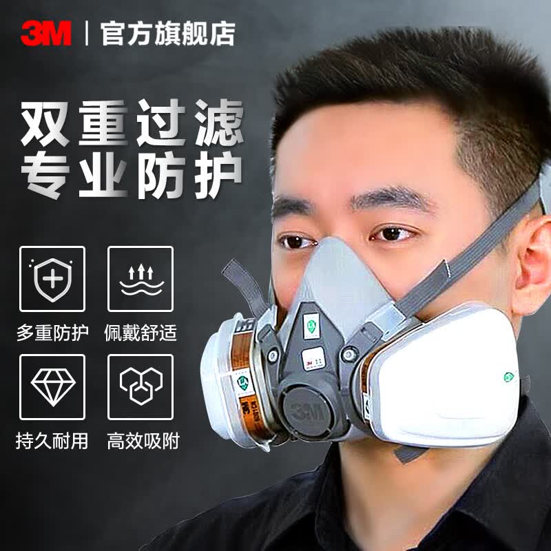 3M防毒面具 口罩防尘面具面罩 防甲醛防雾霾 防护化工喷漆农药 ws 6200+6001七件套【620E 有机气体】