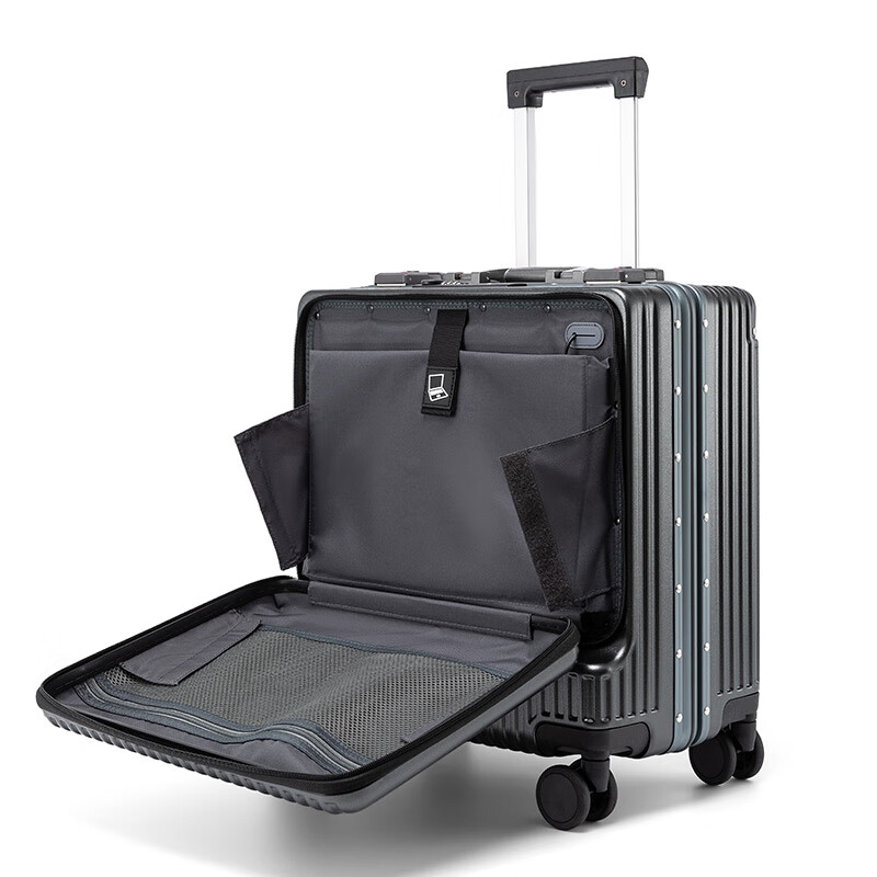 Walker Shop行李箱2026新款品牌商务登机箱多功能拉杆箱小型轻便密码旅行箱 深灰色 20英寸 【登机箱/可放15.6寸电脑】