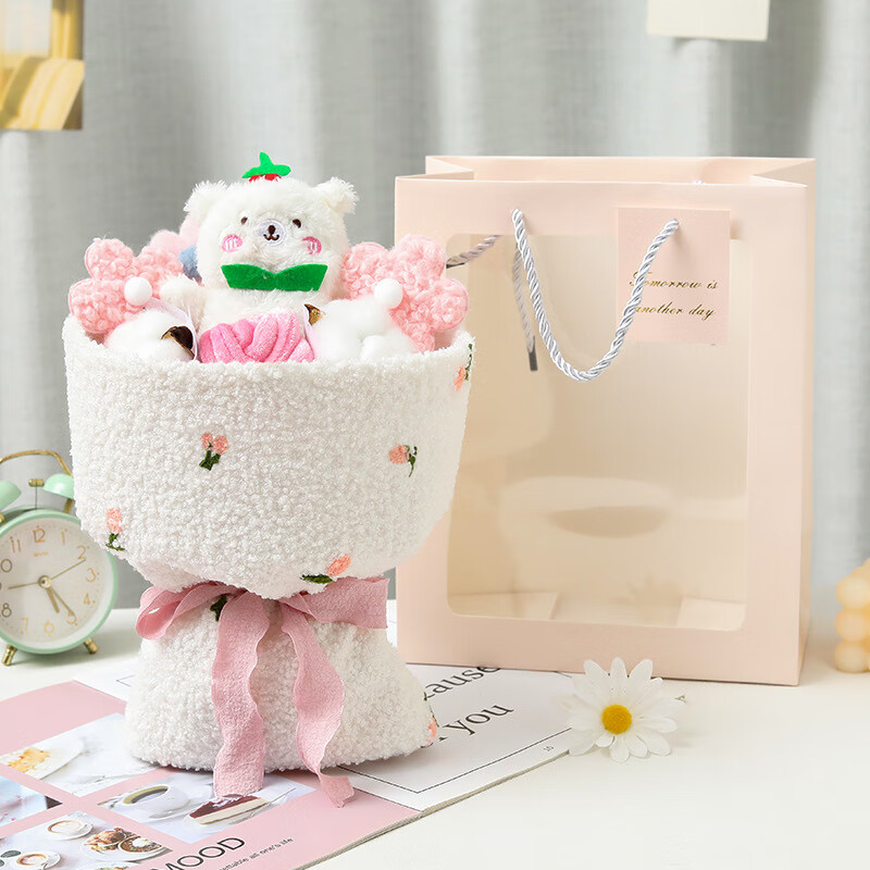 铂呐苓生日礼物公仔玩偶花束送女友圣诞礼创意伴手礼520同学儿童幼儿园 樱桃兔花束【赠礼品袋】 1个