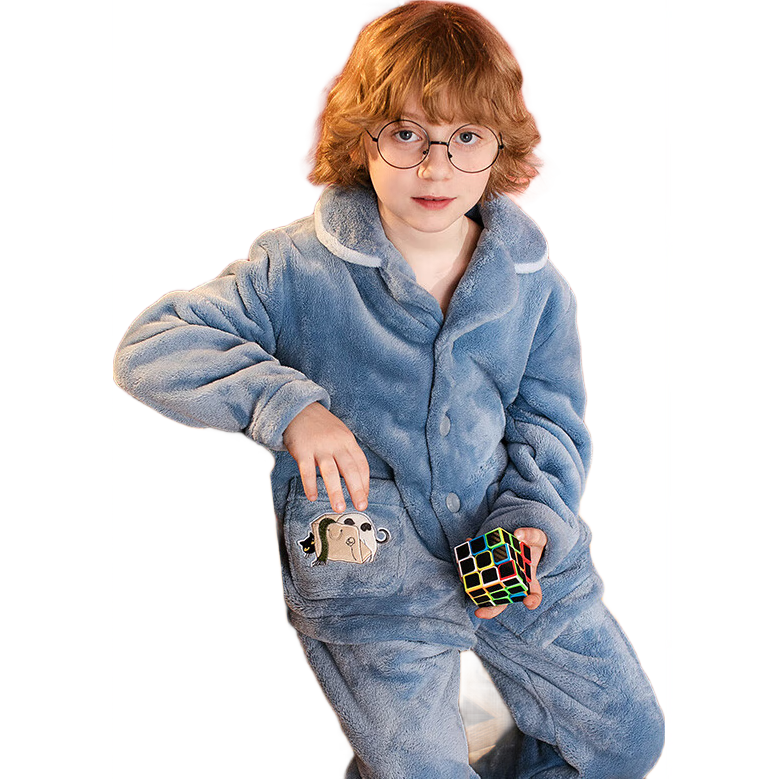 芬腾儿童睡衣男法兰绒卡通秋冬翻领男童睡衣家居服Q9983740951