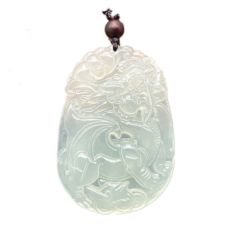 翡宇冰种岫玉飞天麒麟玉佩颈饰挂件招财麒麟玉吊坠项坠玉坠子麒麟