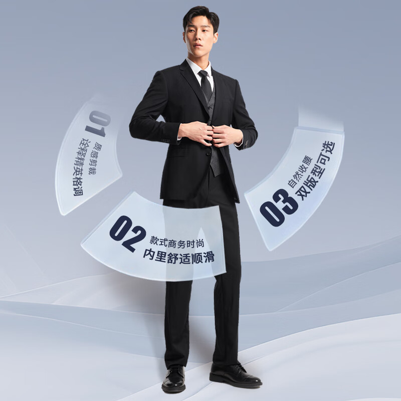 雅戈尔西服男春夏【100%澳洲美利奴羊毛】挺括有型易打理商务西服外套 深蓝(合身版) 165A 165/92A