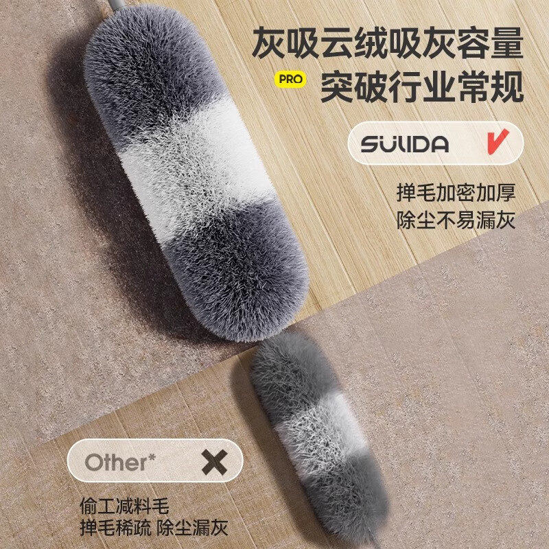 苏力达鸡毛掸子除尘扫灰家用伸缩杆可折叠清理天花板清洁神器静电打扫掸 【全长2.9米】超长除尘掸 1个